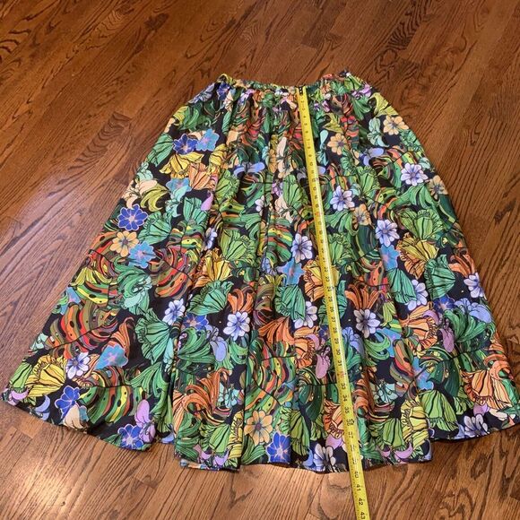 Rachel Zoe Maxi Skirt Women L Multicolor Hawaiian Tropical Vacation Resort Fairy - Picture 3 of 8